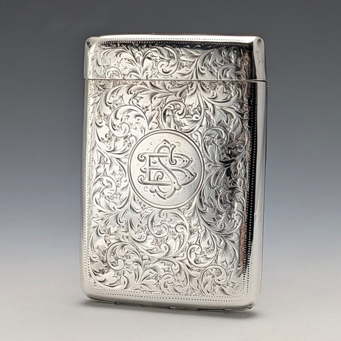1902年 英国アンティーク 純銀製 シガレットケース 75g I.J. Evens&Co
